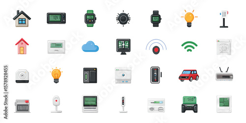  Vector Illustration Set of Smart Devices and Digital Inter