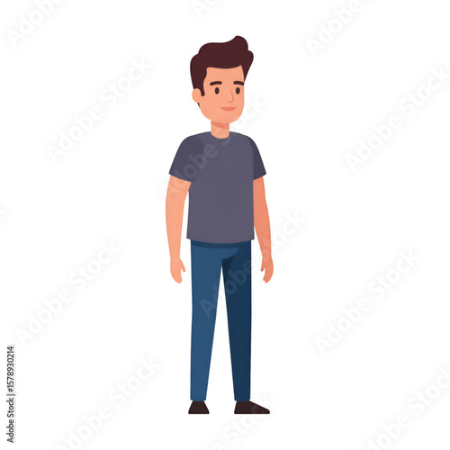 Isolated Full Body Illustration Of A Young Adult Man In Casual Outfit