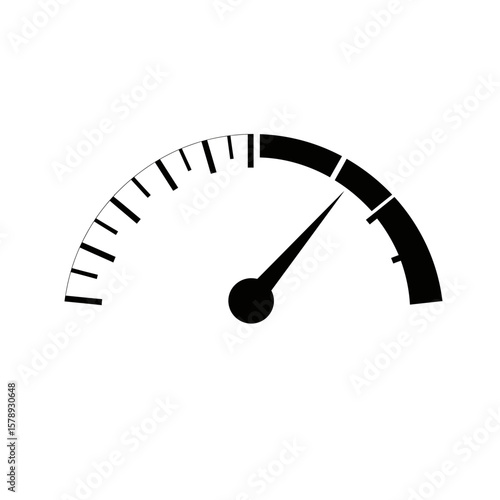 Speedometer Silhouette: A black and white graphic illustration showcasing a speedometer, with the needle indicating a moderate speed.