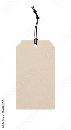 Isolated Hanging Kraft Tag Shows Price Label and Gift Card