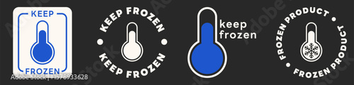 Keep Frozen Vector Sign. Frozen Product Label Isolated. Set of Badges. Snowflake Icon