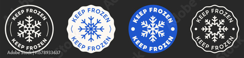 Keep Frozen Vector Sign. Frozen Product Label Isolated. Set of Badges. Snowflake Icon