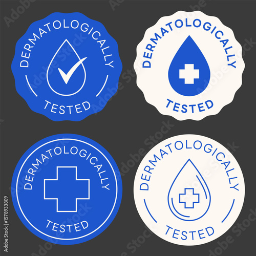 Dermatologically Tested Stamp. Set of Dermatologically Tested Signs. Vector Design Badges