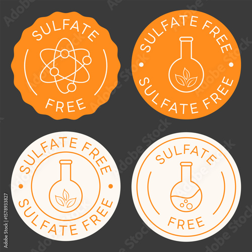 Sulfate Free Stamp. Set of Sulfate Free Signs. Vector Design Badges