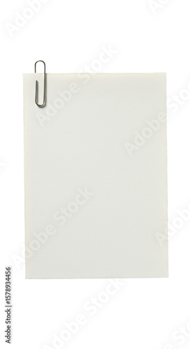 Isolated Note with Clip on White Paper Memo Reminder Page