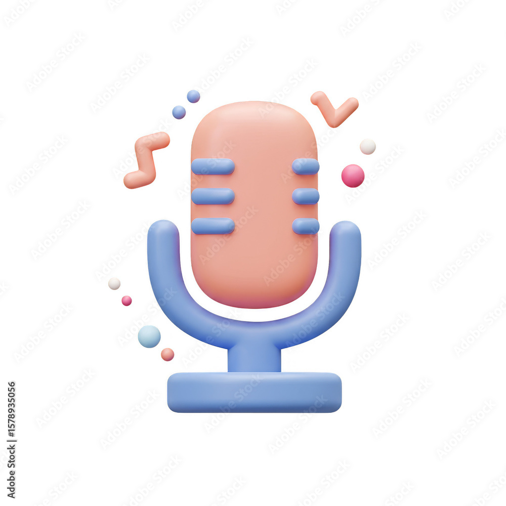 Fototapeta premium Isolated Microphone Music Sound with Transparent Background 3D Render