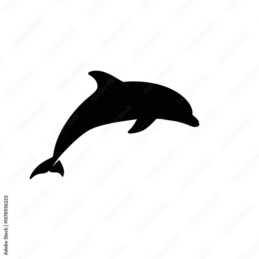 Fototapeta premium Ocean's Grace: A sleek silhouette of a playful dolphin leaps and dances against a vibrant backdrop, capturing the spirit of marine life.