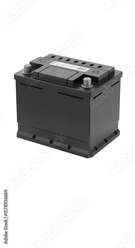 Isolated PNG of Car Battery with Black Plastic Casing Automotive Power