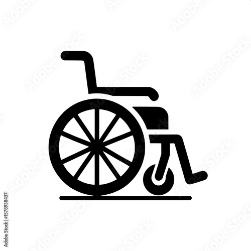 Black and White Vector Silhouette of a Wheelchair Alone