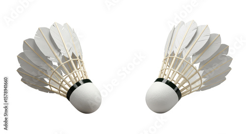 Isolated Shuttlecock Feathers Badminton Sport Equipment Play Transparency