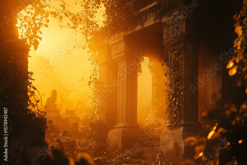 Fire burning warmly in a window at night on a quiet city street