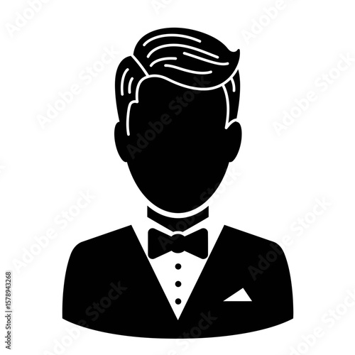 Elegant Silhouette: A refined icon of a gentleman in formal attire, showcasing a timeless silhouette with precise lines and refined details.