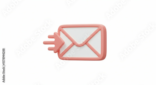 Free Download A 3D rendered send mail icon predominantly pink with a white interior suggesting message transmission - GFXLoad