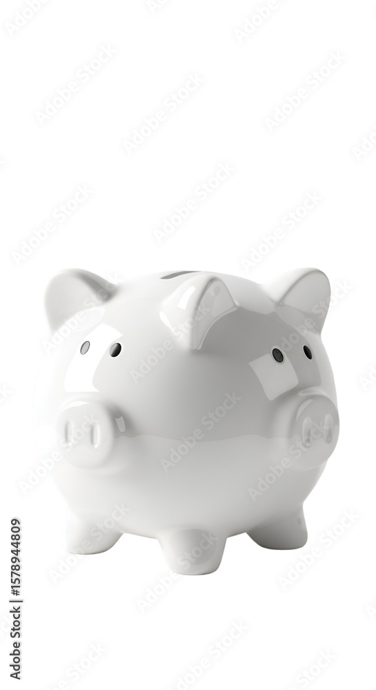 Isolated White Piggy Bank Saving Money For Future On Transparent Background Isolated White Piggy Bank Saving Money For Future On Transparent Background