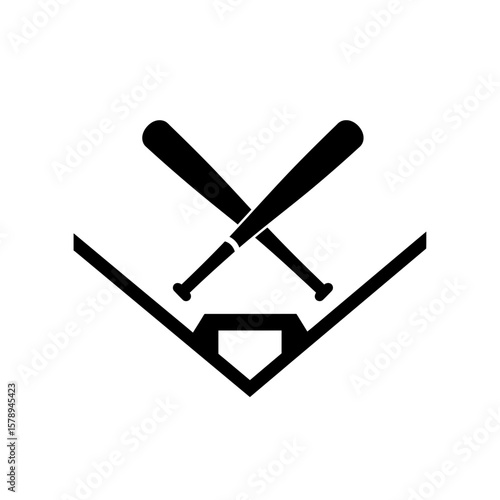 Baseball Icon: A minimalist baseball icon, featuring crossed bats and home base, against an elegant backdrop, evoking a sense of sportsmanship and game day excitement.
