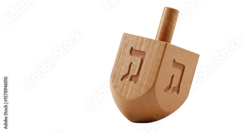 Isolated Wooden Dreidel Hanukkah Holiday Celebration Transparent Background
