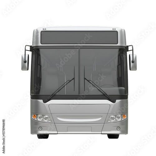 Isolated Silver Bus Illustration Front View Passenger Transportation