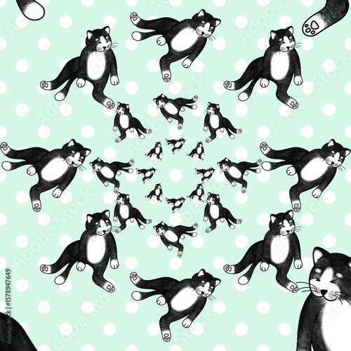 Cute cat pattern images are suitable for printing on product surfaces