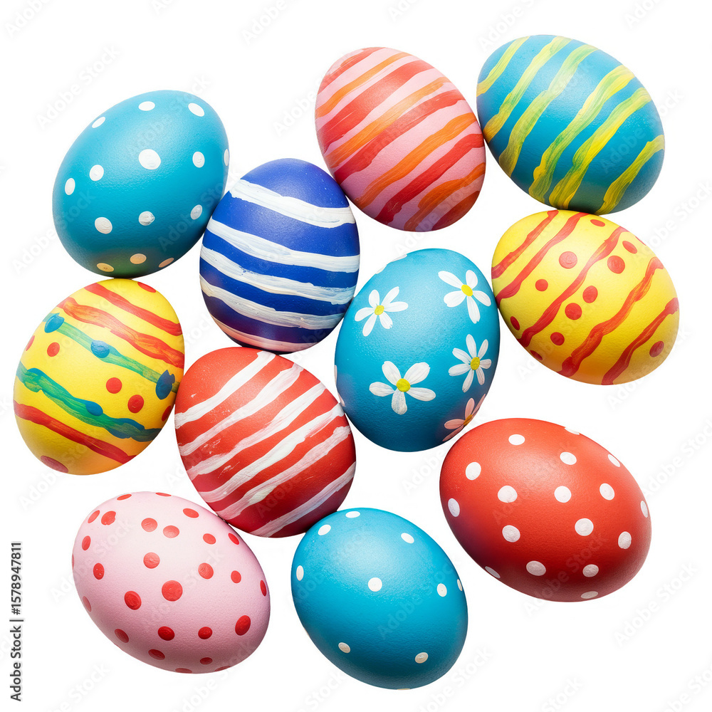 Painted Easter Eggs Holiday Spring Decoration Isolated Background Painted Easter Eggs Holiday Spring Decoration Isolated Background