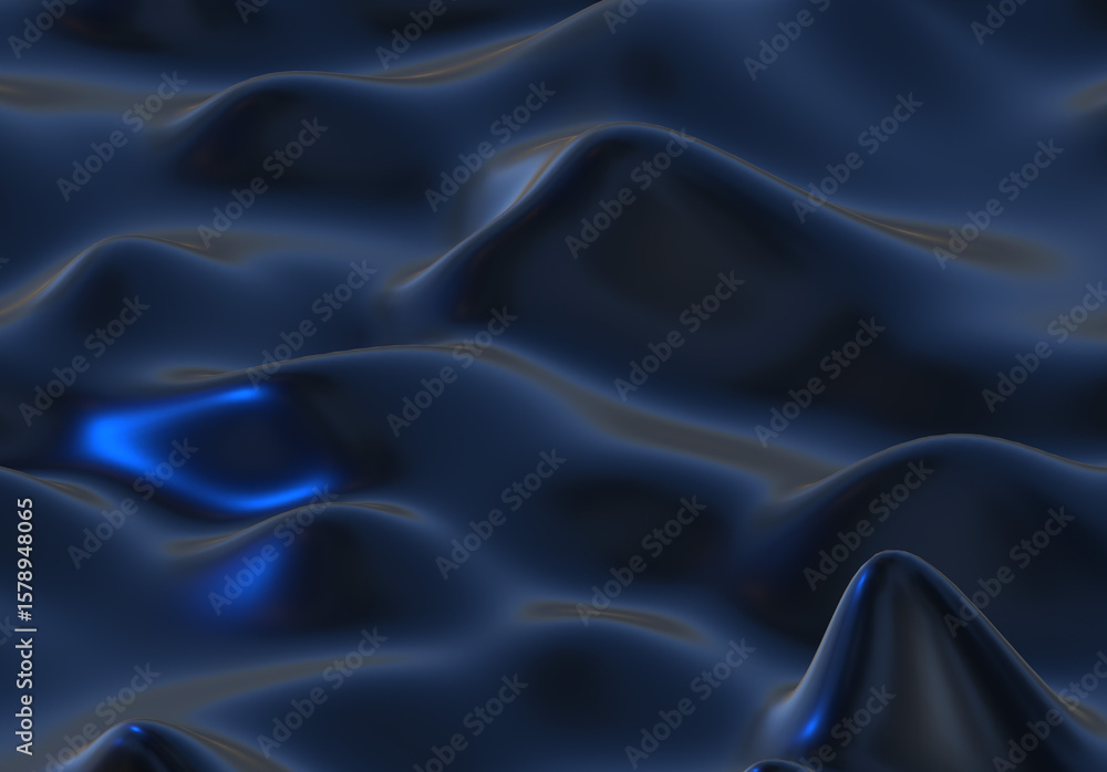 Fototapeta premium Dark Abstract silk liquid metallic texture design fluid metal substance wave effect 3d rendering