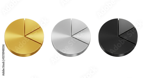 Metallic Pie Chart Business Data Graphic 3D Render Illustration
