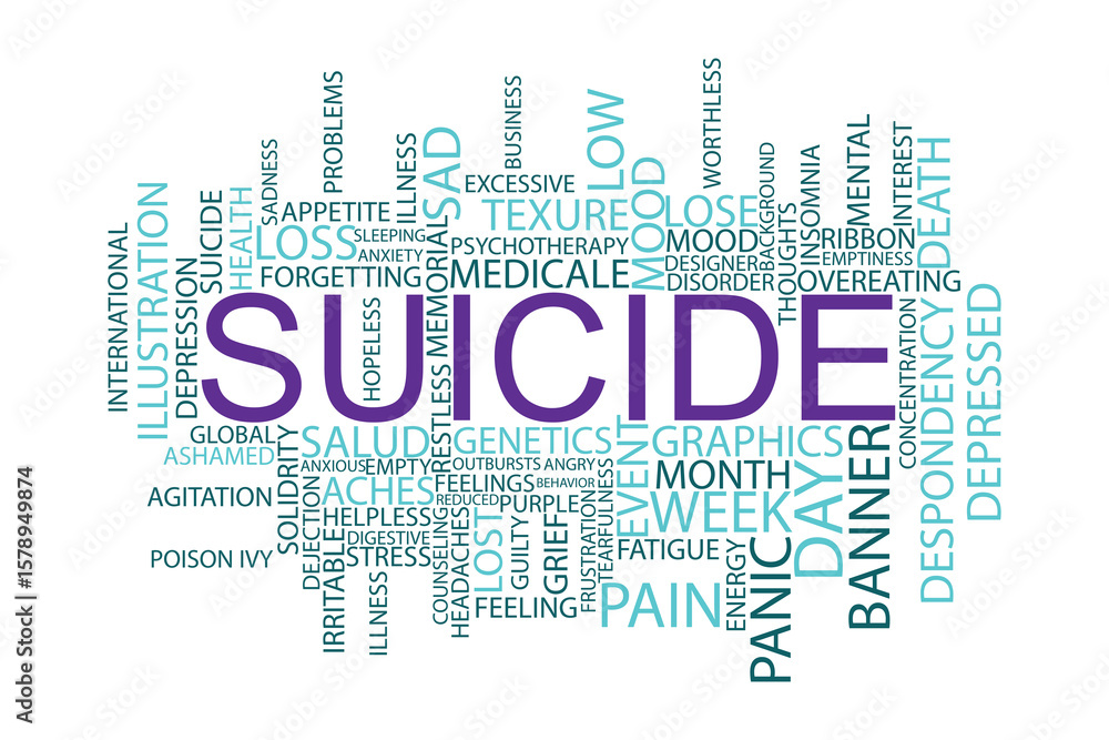 Obraz premium word cloud template background design .Concept of Suicide. 