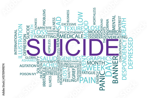 word cloud template background design .Concept of Suicide.	