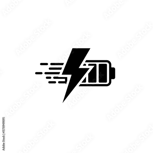 Rapid Energy Charge: A sleek, minimalist icon captures the essence of swift power replenishment. The image features a battery swiftly energized by a bolt of lightning.