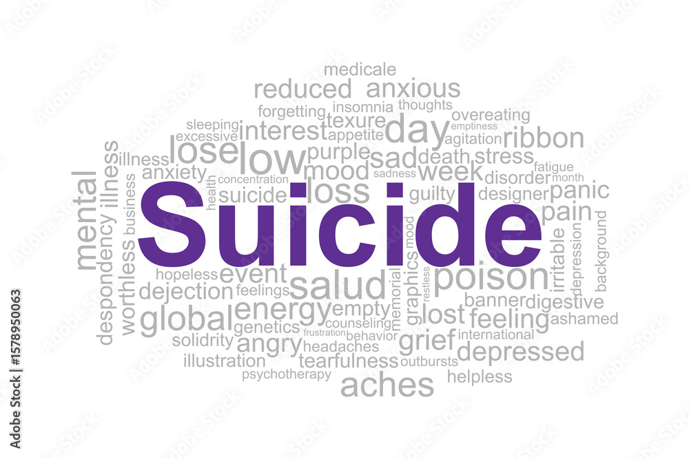 Obraz premium word cloud template background design .Concept of Suicide. 