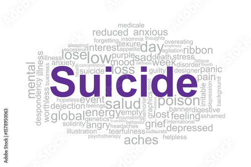 word cloud template background design .Concept of Suicide.	