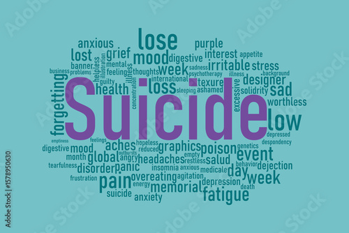 word cloud template background design .Concept of Suicide.	