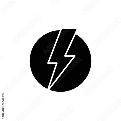 Electric Icon: A bold, minimalist electric bolt icon set against a circle, symbolizing energy, power, and innovation in a crisp, impactful design.