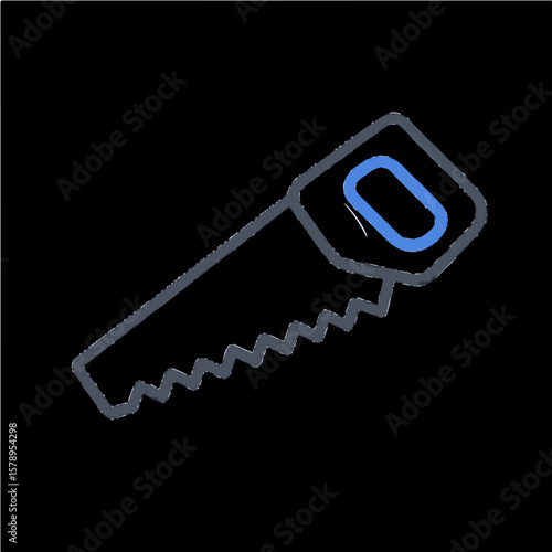 Minimalist hand saw icon. Essential tool symbol for carpentry, DIY & construction.