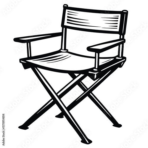 Black and white director chair silhouette folding chair