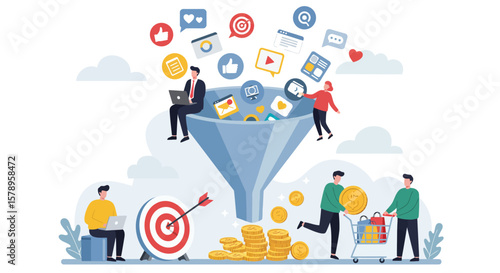 Visualizing the Marketing Sales Funnel Process Illustrating Customer Journey and Conversion Optimization Strategies for Business Growth