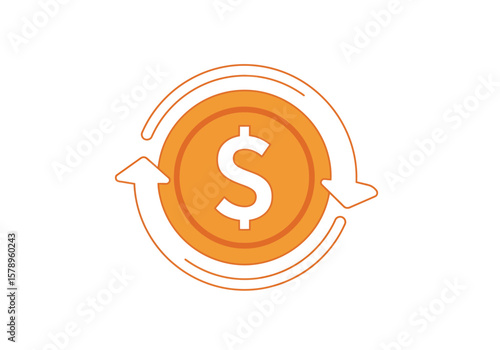 Visualizing the Concept of Financial Exchange and Currency Conversion Through an Iconic Circular Arrow Design Emphasizing Monetary Value and Transactional Flow
