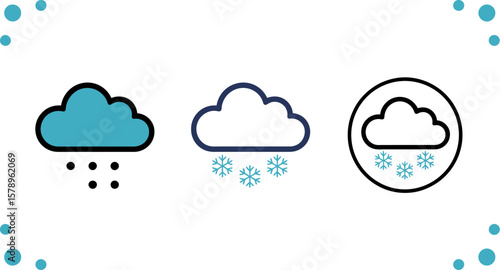 Weather forecast icons rain snow and snowfall vector illustration weather elements and season concept