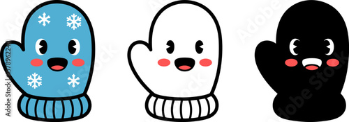 Cute winter mittens cartoon illustration vector graphic design for kids apparel and product design