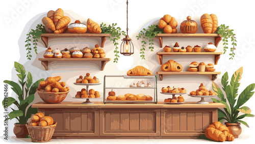 Create a kinds of deferent 3D croissant bakery set vector art with white background.