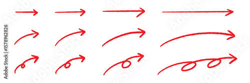 ペンの手書き矢印素材セット 赤