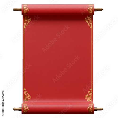 Red Gold Texture Blank Oriental Scroll Antique Background PNG