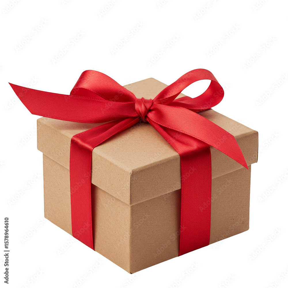 Obraz premium Shiny Gift Box with Red Ribbon Celebration Package Transparent PNG