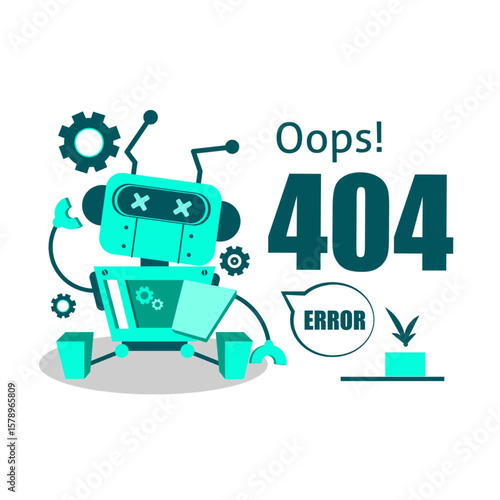Ilustrasi vektor kartun kesalahan bot 404