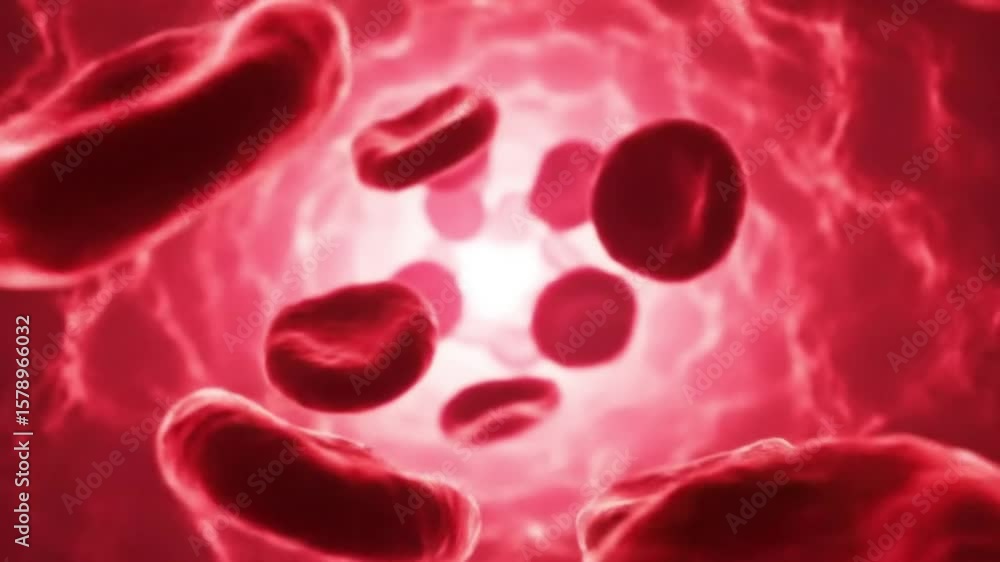 Blood Cells Flowing Through Vein - A vivid, microscopic view of red ...