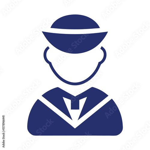 Navy Officer Icon Simple Blue Maritime Uniform
