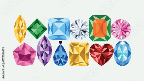 Variety of Colorful Gemstones and Diamonds