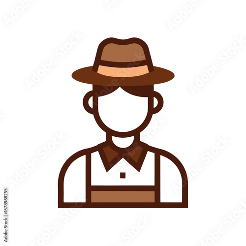 Simple Line Art Illustration of a Farmer