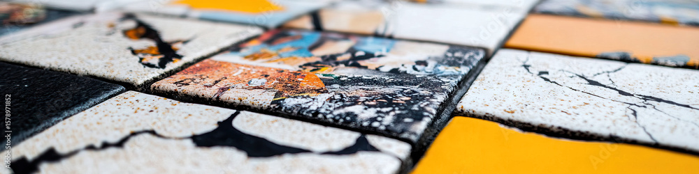 Fototapeta premium Collection of Abstract Designs on Small Square Canvases
