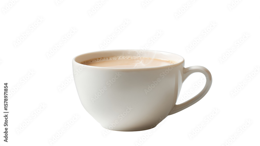 Obraz premium Coffee cup filled with warm beverage, white isolate background.