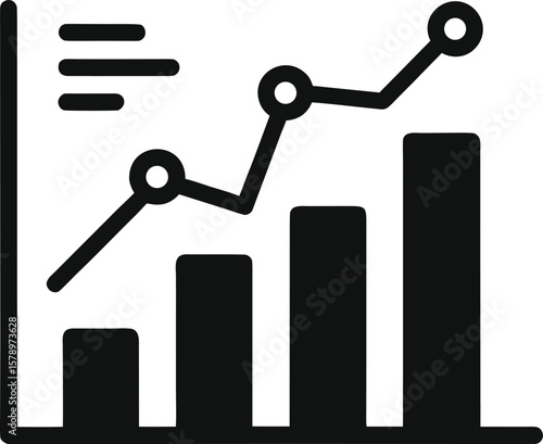Vector illustration of a business growth bar chart with a dollar sign, clock, and arrow, symbolizing financial success over time